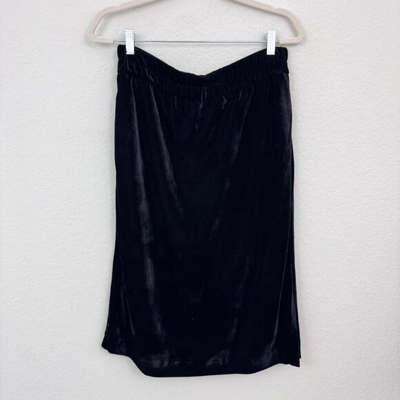 J. Crew Factory Womens Velvet Midi Skirt Sz M Pull On Winter Party Holiday Black - Picture 1 of 6
